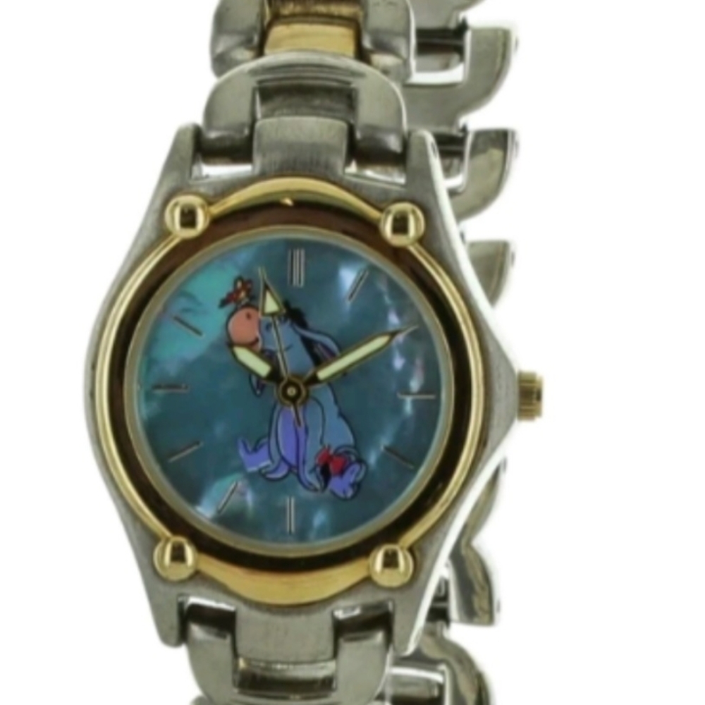 Vintage Seiko S11 Disney Silver & Gold Tone Eeyore Watch Runs Great New Battery
